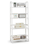 Top Notch Four Tier Bamboo Ladder Shelf Game Changer Plant Stand And Bulk Storage Rack No Sweat Freestanding Organizer With Books and Decor