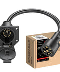 Heavy Duty 7 Way Trailer Extension Cord Plug And Play One Foot Wiring Cable With Socket for RV Camper Trailers, molded housing.