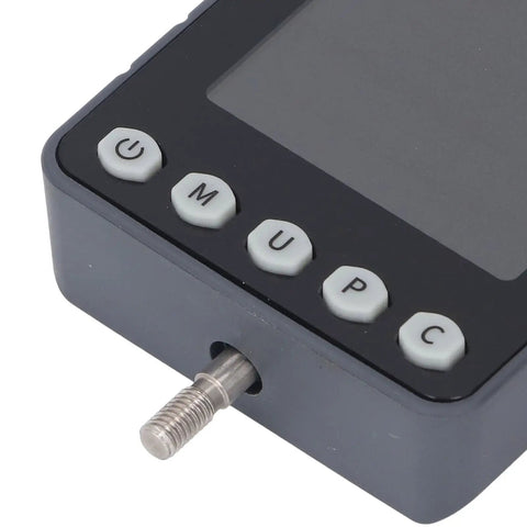 Close-up of Badass Digital Force Meter With Large High Definition Color Screen And Dual Newton Pound Readout, buttons visible.