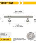 Brushed Nickel Cabinet Handles And Drawer Knobs 5 Pack Zinc Alloy Furniture Pulls dimensions and screw sizes