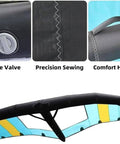 Details of Dope Inflatable Wingfoil Board With Observation Window showing valve, sewing, handle, and wind wing structure.