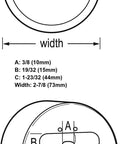 Diagram of Three Pack ProSeries Padlocks With Beefy Reinforced Hidden Shackle, showcasing dimensions and shackle position.