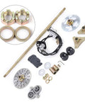 DIY Go Kart Rear Axle Kit With Brake Assembly And Pillow Blocks 740mm Complete Axle Set for ATV Quad Buggy and Drift Trikes, disassembled view.