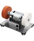 Robust Electric Mini Bench Grinder And Jewelry Polisher Boasting Slick 96 Watt Engine showcasing dual buffs for polishing and deburring jobs.