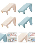 Hella Solid Double Layer Shoe Slot Organizer Rack With Non Slip Grip Base For Sneakers And Everyday Kicks To Keep Your Closets Stacked And Floors Crisp Today in blue and beige colors, showcasing compact design.