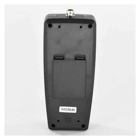 Back view of Hella Accurate Digital Force Gauge And Pull Push Dynamometer with battery compartment and connector.