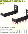 Heavy Duty Steel Surfboard Wall Mount Rack For Vertical Display features 2.5" cradle, supports 40 lbs, ideal for garage or apartment storage.