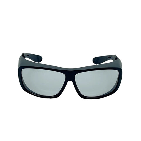 Bombproof CO2 Laser Goggles With Rock Solid OD 6 Plus Filter And Hella Clear 75 VLT Lens For Engraving Cutting And Marking Projects CE EN207 Certified rugged black goggles with a clear lens.