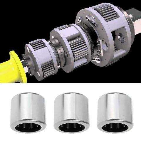 Knockout One Way Needle Rollers 12X18X16Mm for Motor Gearboxes Winches and Radio Control Drivetrains shown with assembly parts.