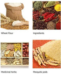 Collage of grains, herbs, and powdered ingredients demonstrating use with 2200W Heavy Duty Electric Mill Grinder For Commercial Use.