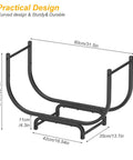 Curved 32-Inch Firewood Rack, Powder-Coated Rustproof Metal Log Holder For Fireplaces And Outdoor Use, Heavy-Duty Steel Tubes