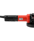 Heavy Duty Brushless Angle Grinder With 125Mm Disc And Variable Speed Controls Up To 11000Rpm showing side view with ergonomic design and power cord.