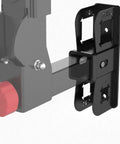 Heavy Duty Hitch Wall Mount For Garage Storage Designed To Fit One Point Two Five Or Two Inch Receivers close up view of adjustable sleeves.