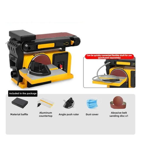 Kick Some Serious Dust On Your Next Build With This Slick Two In One Belt And Disc Sander Combo That Flattens Wood Metal And Plastic Like A Pro Workshop Badass with accessories shown.