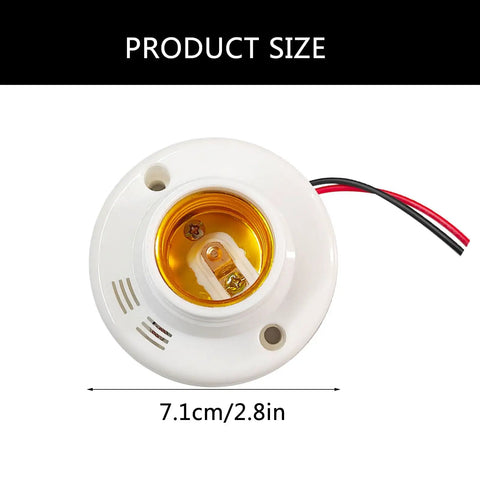 Bottom view of High Sensitivity E27 Sensor Light Socket Adapter 1 Or 2 Pack showing size, wiring detail, and bulb holder design.