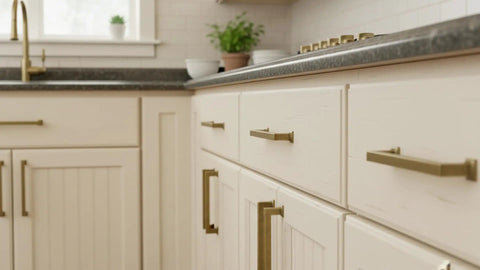 Solid Cabinet Pulls And Handles 10 Pack In Brushed Antique Brass Dope Durable Three Point Six Inch Length Kitchen Cabinet Hardware