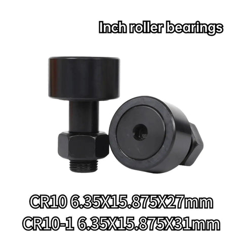 Heavy Duty Spherical Cam Follower Bearing Featuring Rock Solid Black Oxide Coated Alloy Steel Construction With Drop In Ready Cr10r Dimensions, showing two sizes.