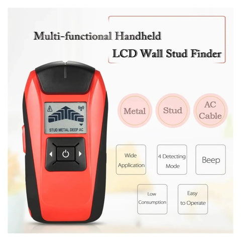 Handheld Stud Finder Wall Detector With Lcd Screen Finds Wood Metal Studs And Ac Cables Dead On Detection No Hassle Game Changer, red device.