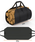 Heavy-Duty 8 Foot Firewood Rack With Weatherproof Cover And Carry Bag For Indoor Or Outdoor Use, shown with carry bag holding logs