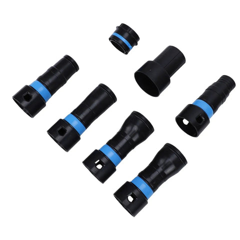 Goshyda 7 Piece Vacuum Hose Adapters With Quick Connectors For Power Tool Sander And Dust Collection, black and blue connector sizes.