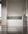 Modern bathroom with Tone Wall-Mount Bath Spout With Diverter In Vibrant Brushed Nickel Finish, 6-9/16 Inch Reach, Slip-Fit Connection