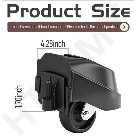 Side view of black wheel from 4 Pack Foot And Wheel Vacuum Caster Replacement Kit 12388 12293 for 6 to 16 Gallon Wet Dry Vacuums