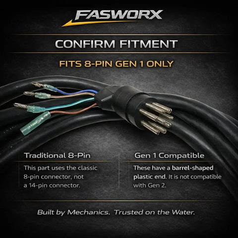 Throttle Control Box 881170A15 Side Mount Gen I For Outboards With 8 Pin 15 Ft Harness Power Trim Tilt Replaces 8M0178521 And 881170A1 By FASWORX On Sale Now, showing 8-pin connector