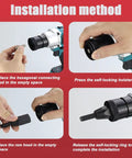 Installation process for Heavy Duty Cordless Rivet Nut Gun With Lightning Fast Automatic Pulling Action And Slick Handheld Build For Solid Steel Iron Aluminum Using M3 Through M12 Thread Sizes Ready To Work Any Job Site With Twin 26V Packs.