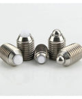 Tough Stainless Steel Hexagonal Spring Plunger Featuring Threaded M3 To M16 Set Screw For Rock Solid Mechanical Fastening, various sizes.