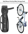 Heavy Duty Wall Mount Bike And E Scooter Hanger With Padded Tire Grooves No Fuss Install, vertical bike storage rack in black.