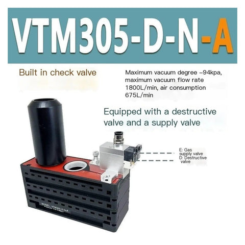 Multi Stage Vacuum Generator With Built In One Way Valve For Pneumatic Systems And Includes Essential Accessories Workhorse Industrial Vacuum Pump For Strong Suction Easy Integration And Precise Control