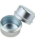 Two Piece Universal Lawn Mower Grease Cap And Oil Plug Cover Replaces John Deere Toro Husqvarna Scag Gravely Zero Turn Tractor Spindle Caps No Sweat Fit, metal caps, one open, one closed.