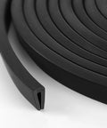 Close-up of 20 ft Durable Rubber Edge Trim U Channel Edge Protector for Cars and Home, weather resistant seal in black PVC and rubber.
