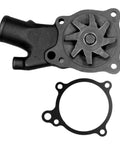 Complete Water Pump With Gasket Set, shown seal bearings and black cast iron housing for heavy engines.