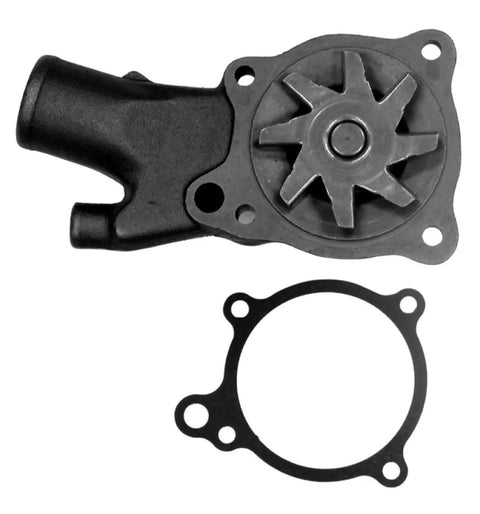 Complete Water Pump With Gasket Set, shown seal bearings and black cast iron housing for heavy engines.