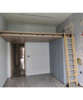 Rolling Sliding Ladder Hardware Kit With Solid Wood Ladder Retractable Library Track System For Home Indoor Loft installation