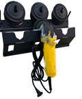 Three Bay Angle Grinder Holder With Disc Hook Rack for garage or workshop holding three grinders and disc hooks