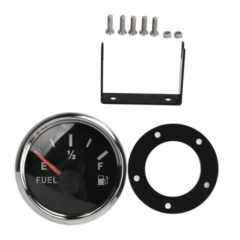 Badass 52Mm Fuel Sender Unit With Integrated Gauge And Water Sensor 316 Stainless Steel parts including gauge, screws, and mount.