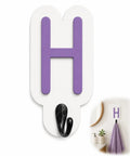 Hella Slick Personalized Wooden Wall Hook With Custom Letter Design For Super Kickass Towel Organization In Your Bathroom Bedroom Or Entryway Plus Fresh White Finish, purple letter 'H'