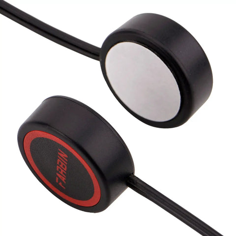 Beefy 12V 24V Round Waterproof Momentary Push Button Switch For Car Horn Pre Wired with sleek black body and red accents.