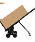 Foldable Hand Truck With Triangular Three Wheel Design For Heavy Duty Lifts Up To 550 Lbs Dual Purpose Cart For Flat Surfaces And Stairs Large Carry Base 12.99 By 15.55 Inches Easy Fold Rugged Utility Dolly, black steel hand truck with 400 lb load and three wheels