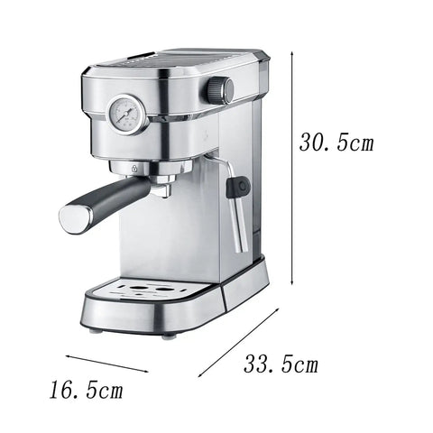 Top Shelf Semi Automatic Espresso Machine With 15 Bar Pump Pressure For Bold Italian Shots Built From Sleek Stainless Steel.