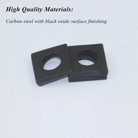 Heavy Duty Beveled Square Washers For Shim Leveling 3/8 Inch Bore Plus 7/8 Width Plain Carbon Steel Oxidized Black Finish