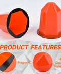 Magnetic orange PVC fire sprinkler paint covers designed for recessed heads, showcasing smooth build and features.