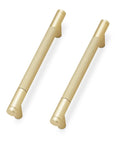 Top Shelf Brushed Gold Cabinet Pulls Deliver A Dead Sharp Knurled Grip For Modern Kitchen Drawers And Pantry Doors This 10 Pack Hardware Set Fits A Standard 5 Inch Hole Spacing, two brushed gold cabinet pulls shown.