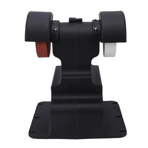 Knockout 18V Cordless Mini Bench Grinder And Buffer Polisher with a sturdy black base and two grinding wheels.