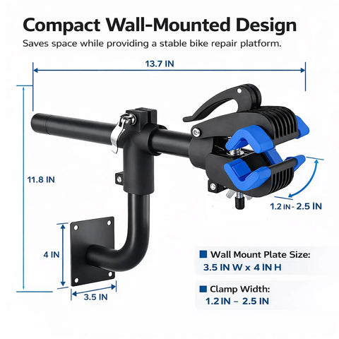 Bike Repair Stand For Home Mechanics And Gearheads Space Saving Bicycle Work Stand Holds Up To 44 Lbs Adjustable Non Damaging Clamp