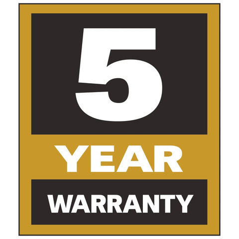Five-year warranty badge for Six Inch Jointer With Three Auto-Set High Speed Steel Knives, 1 HP Single Phase model 54A.