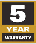 5 Year Warranty badge for Heavy Duty Industrial Dust Collector With A Three Horsepower Motor And Thirty Micron Bags TurboCone.