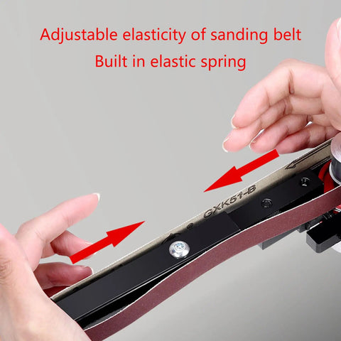 Killer Angle Grinder Belt Sander Conversion Kit For Metal And Wood Working Adjustable Speed with adjustable elasticity for sanding belt.
